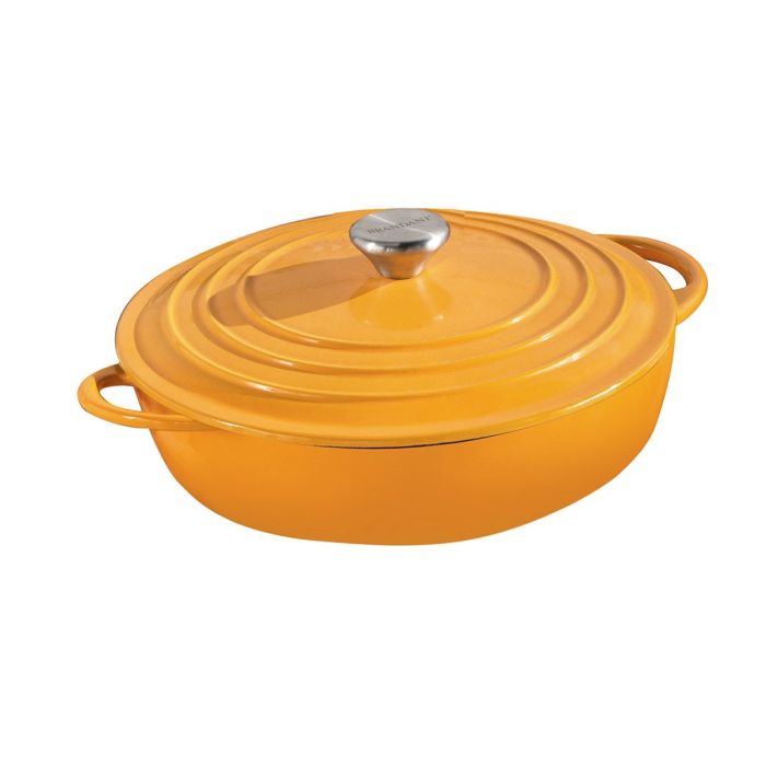 Brandani 52570 cast iron low casserole yellow 5l